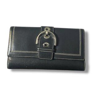 VINTAGE - COACH Black leather soho checkbook wallet BI- FOLD